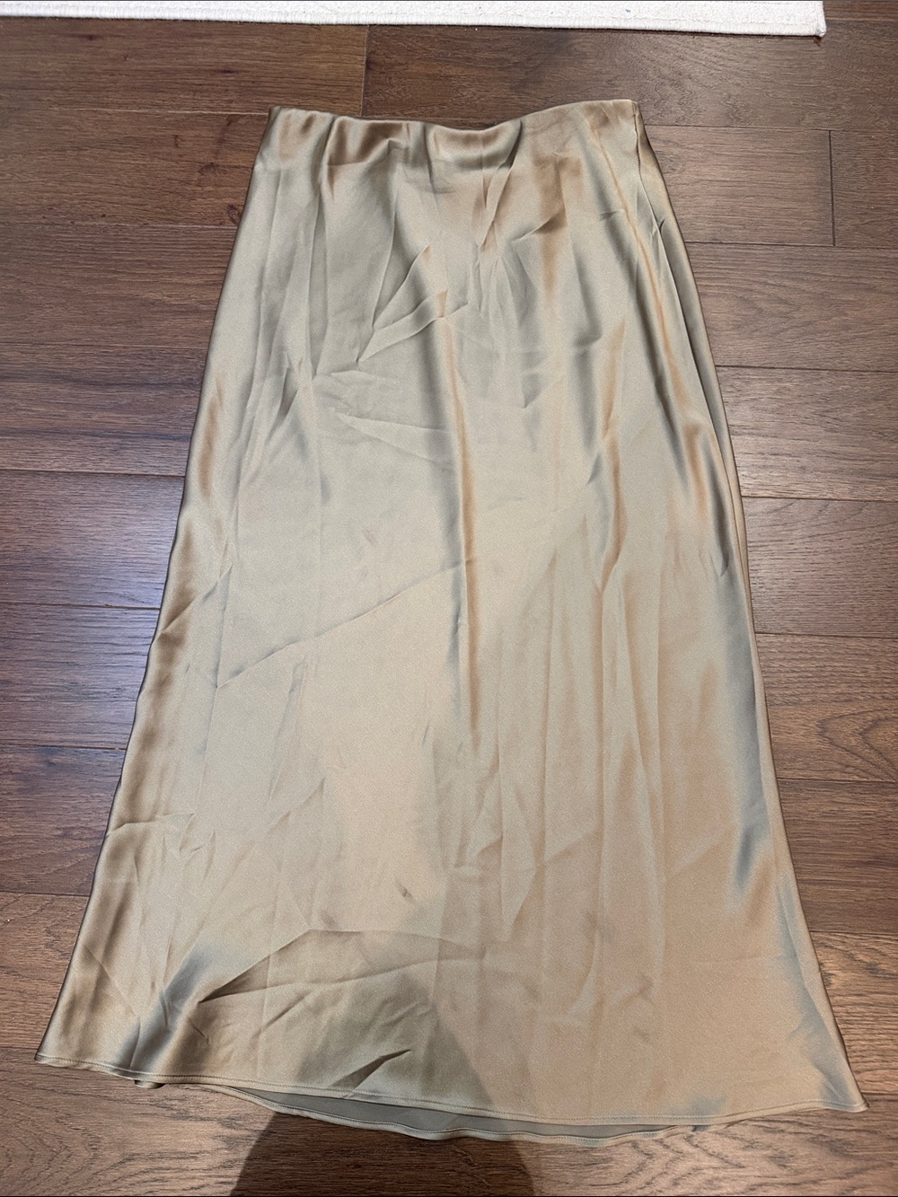 Zara Satin Maxi Skirt in Light Camel